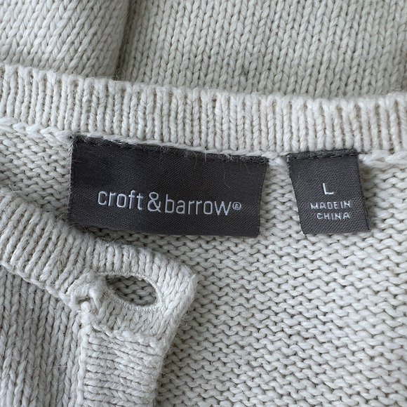 Vt Croft & Barrow Women Sweater Wool Blend White Beaded Embroidered Christmas  L - Picture 13 of 13